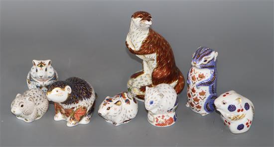 Eight Royal Crown Derby paperweights, tallest 16cm